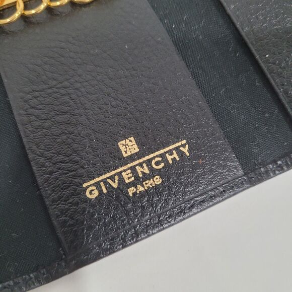 Givenchy Retro Wallet Key Case 6 Hooks Holder Black Trifold Leather Small Logo - Picture 4 of 10